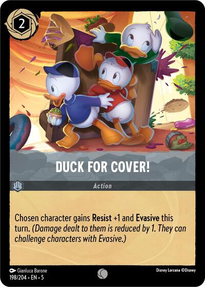 Duck for Cover! 5 #198/204 (Near Mint Common) Disney Lorcana: Shimmering Skies