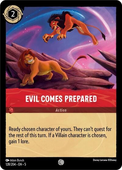 Evil Comes Prepared 5 #128/204 (Near Mint Common) Disney Lorcana: Shimmering Skies