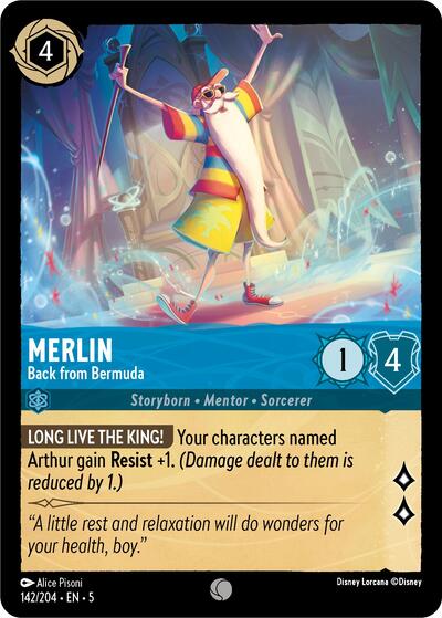 Merlin - Back from Bermuda 5 #142/204 (Near Mint Common) Disney Lorcana: Shimmering Skies