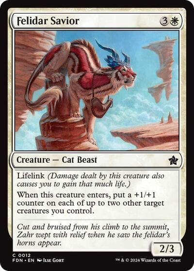 Felidar Savior FDN #12 (Near Mint Common) Magic: The Gathering: Foundations