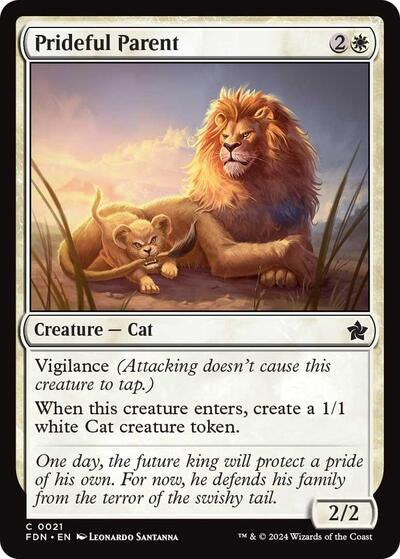 Prideful Parent FDN #21 (Near Mint Common) Magic: The Gathering: Foundations