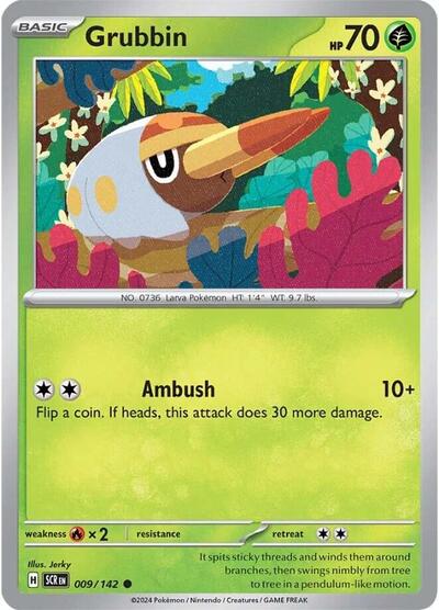 Grubbin Reverse Holofoil SCR #009/142 (Near Mint Common) Pokemon: SV07: Stellar Crown