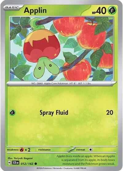 Applin Reverse Holofoil SCR #012/142 (Near Mint Common) Pokemon: SV07: Stellar Crown
