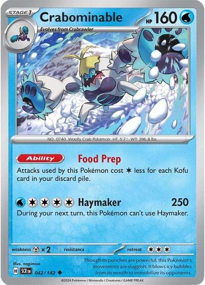 Crabominable 042 142 Reverse Holofoil SCR #042/142 (Near Mint Uncommon) Pokemon: SV07: Stellar Crown