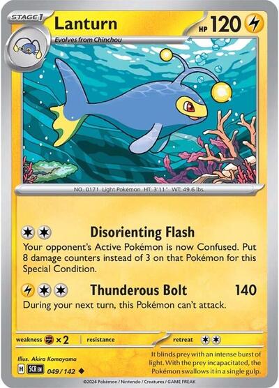 Lanturn Reverse Holofoil SCR #049/142 (Near Mint Uncommon) Pokemon: SV07: Stellar Crown