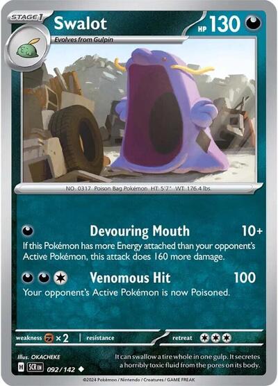 Swalot Reverse Holofoil SCR #092/142 (Near Mint Uncommon) Pokemon: SV07: Stellar Crown