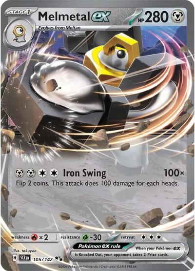 Melmetal ex Holofoil SCR #105/142 (Near Mint Double Rare) Pokemon: SV07: Stellar Crown