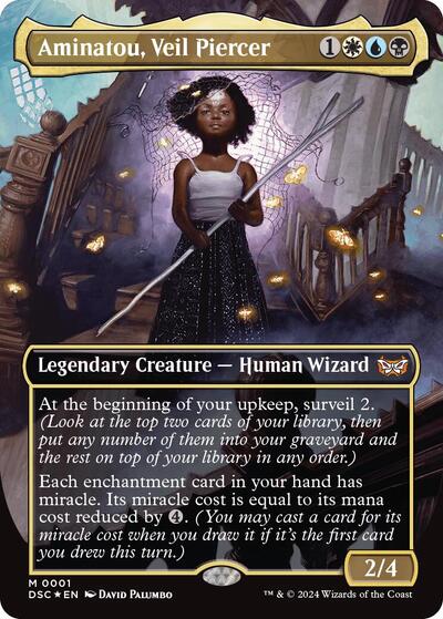 Aminatou Veil Piercer Borderless Commander: Duskmourn: House of Horror DSC #1 (Mythic Rare) Magic: The Gathering: