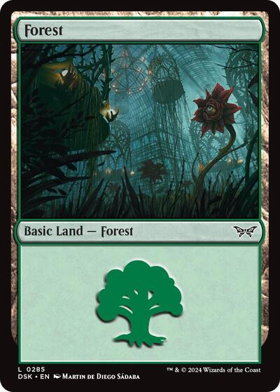 Forest 0285 Foil DSK #285 (Near Mint Land) Magic: The Gathering: Duskmourn: House of Horror