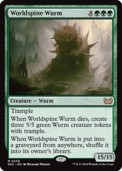 Worldspine Wurm DSC #206 (Near Mint Mythic Rare) Magic: The Gathering: Commander: Duskmourn: House of Horror