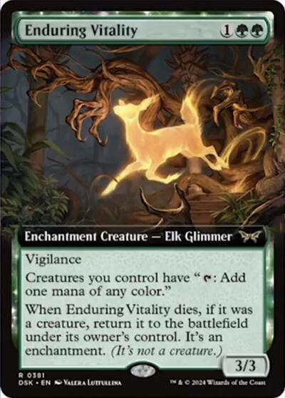 Enduring Vitality Extended Art Foil DSK #381 (Near Mint Rare) Magic: The Gathering: Duskmourn: House of Horror