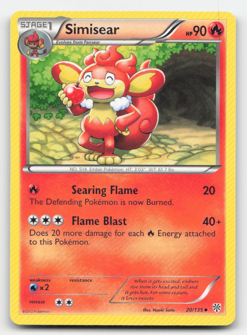 Simisear Plasma Storm 20/135 UC Pokemon LP