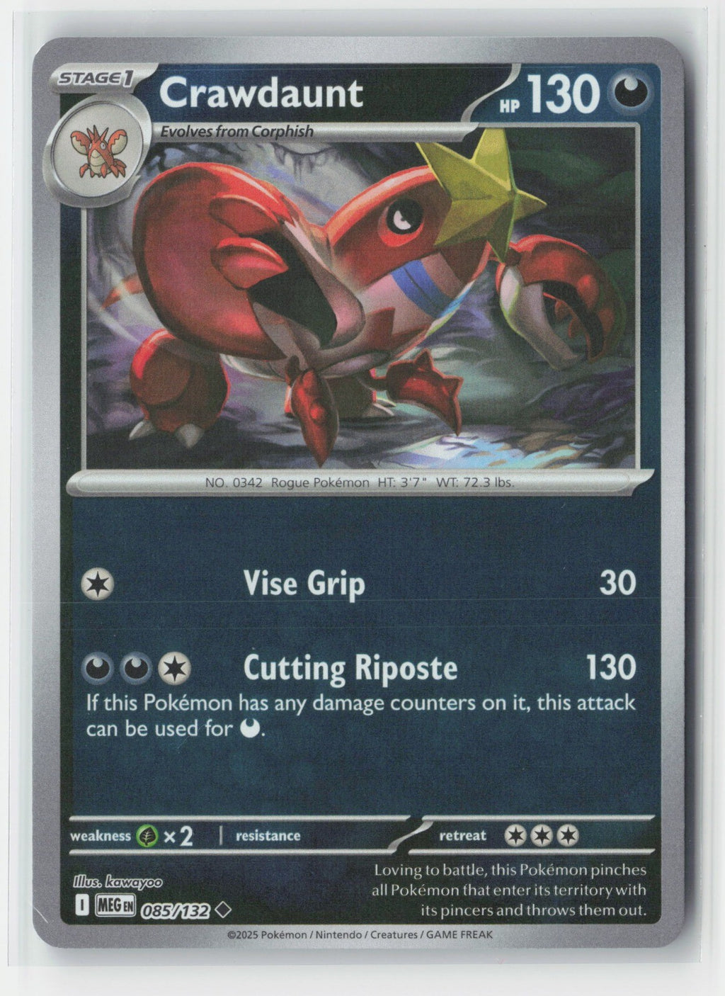 Crawdaunt Reverse Holo ME01: Mega Evolution MEG 085/132 Pokemon TCG