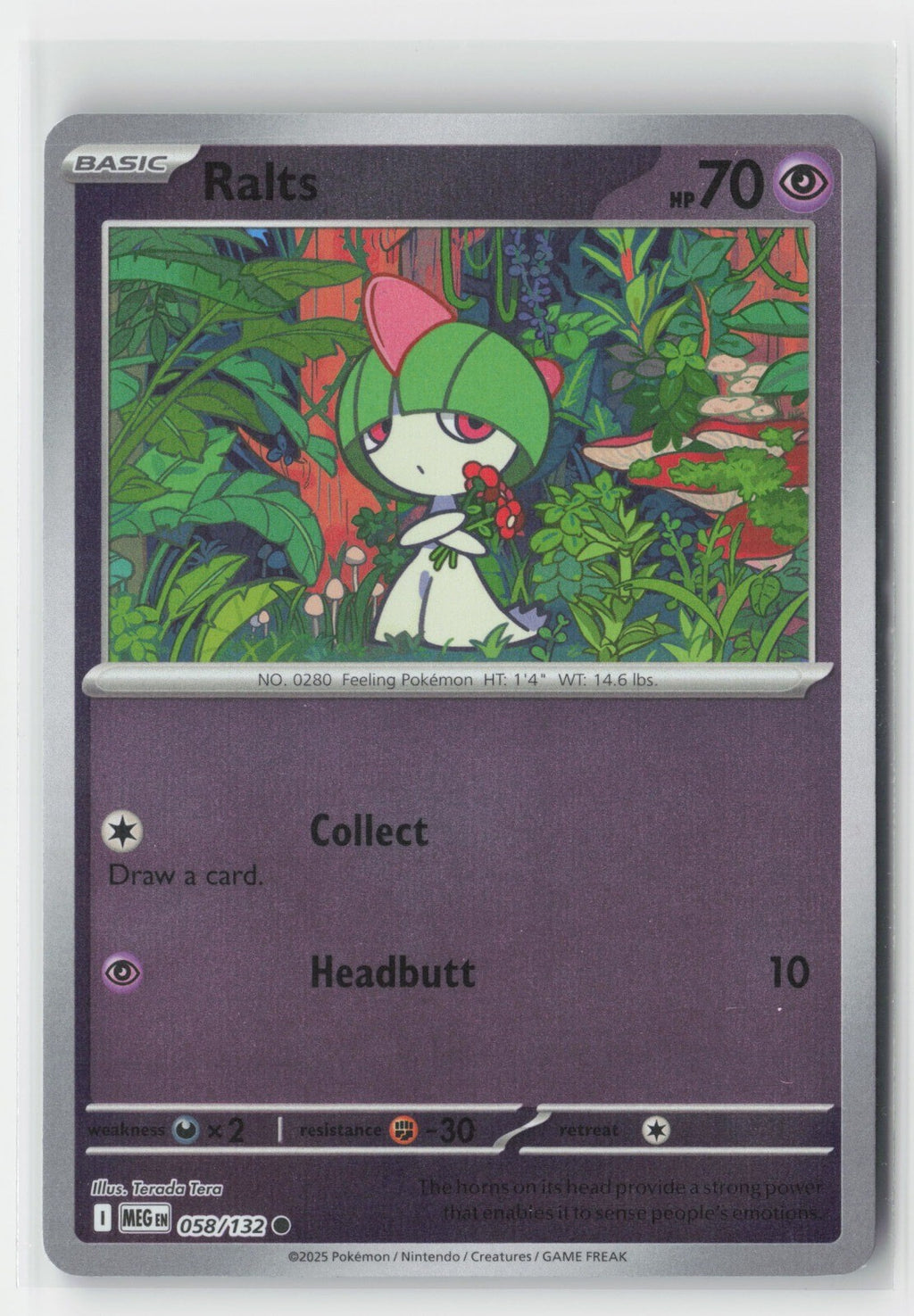 Ralts Reverse Holo ME01: Mega Evolution MEG 058/132 Pokemon TCG