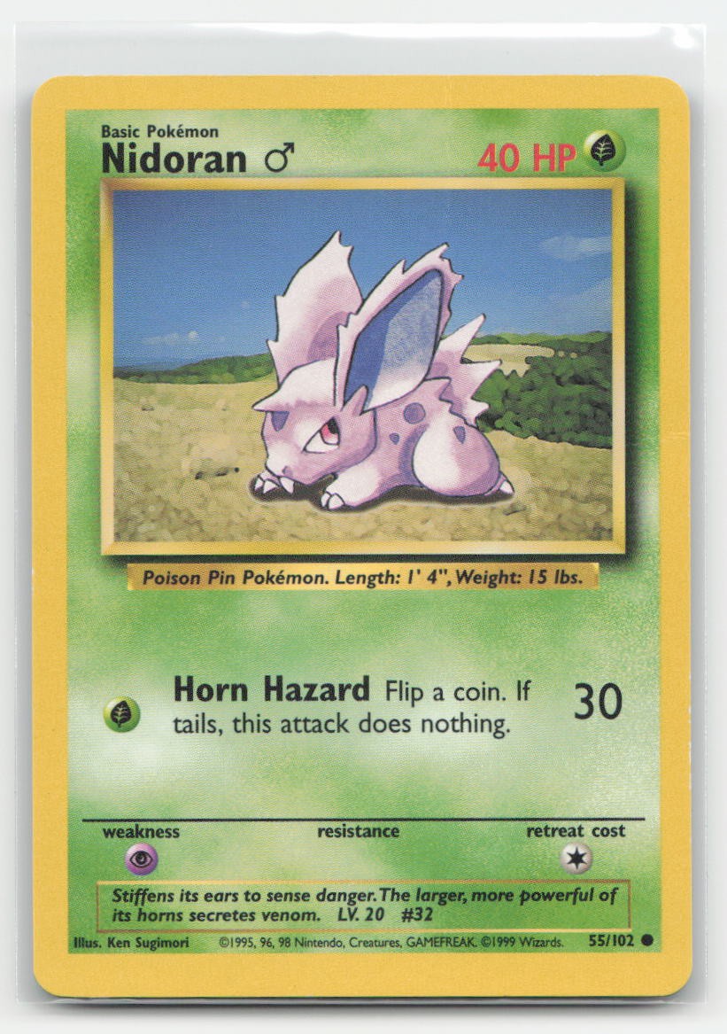 Nidoran M Base Set Unlimited 55/102 C Pokemon DMG