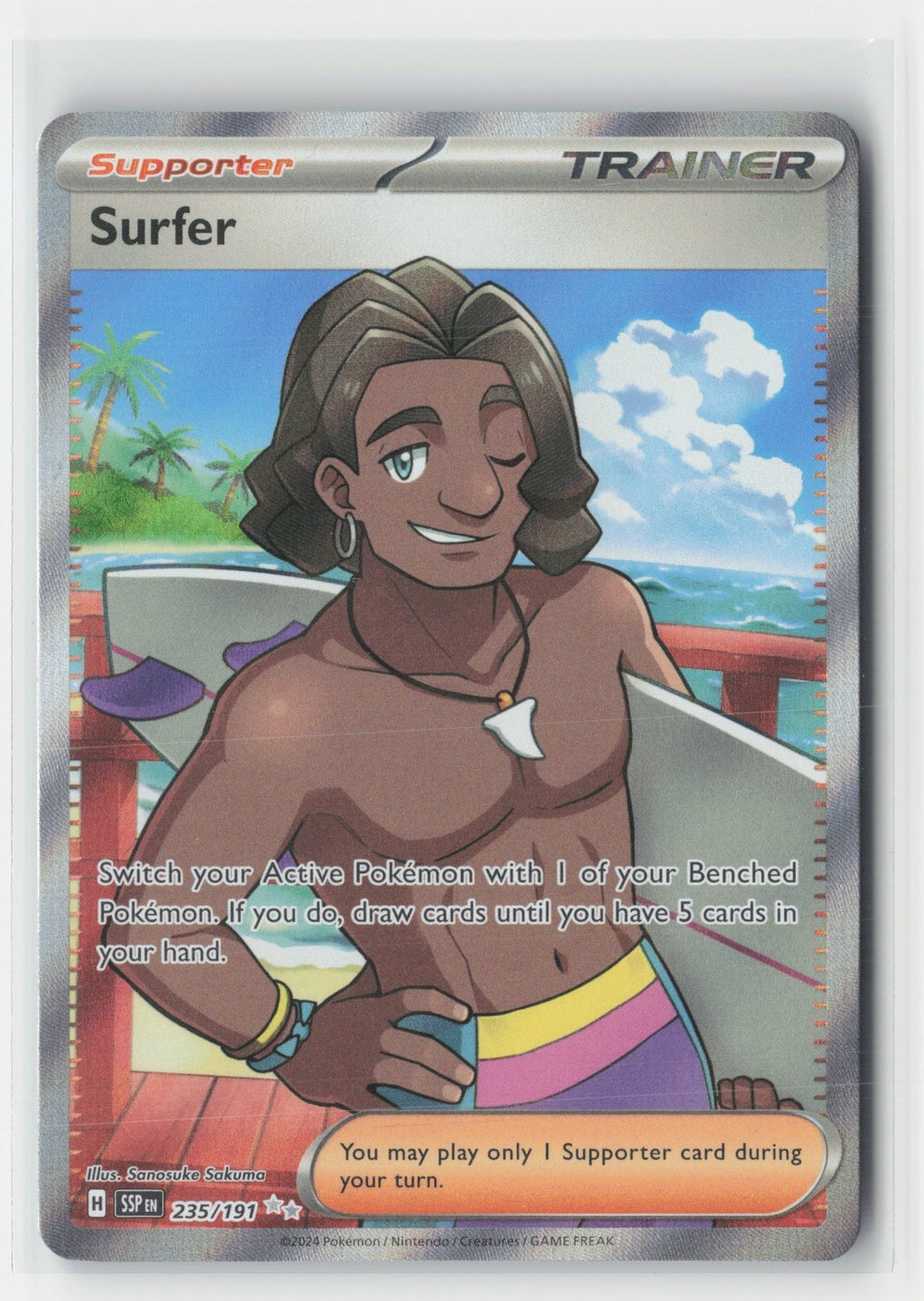 Surfer Holo SV08: Surging Sparks SSP 235/191 Pokemon TCG