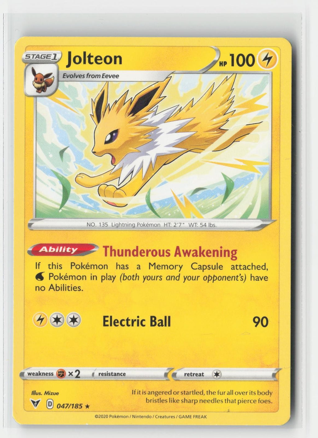 Jolteon Vivid Voltage 047/185 R Pokemon MP
