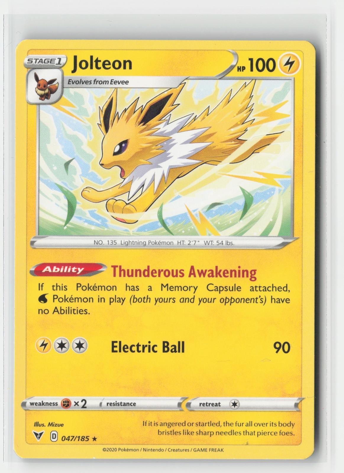 Jolteon Vivid Voltage 047/185 R Pokemon MP