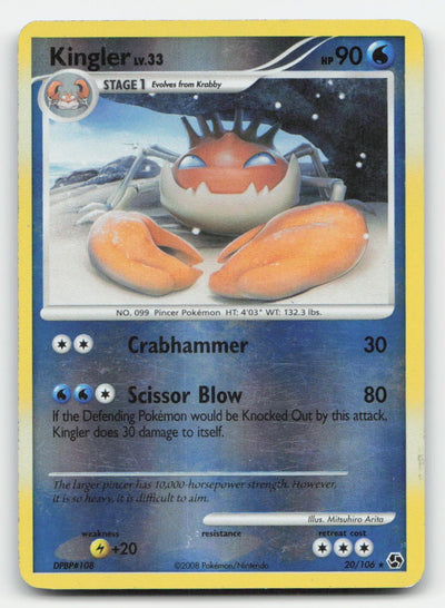 Kingler Reverse Holo Great Encounters 20/106 R Pokemon HP
