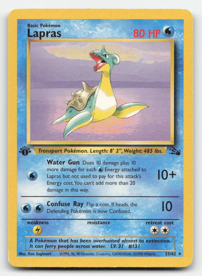 Lapras Unlimited Fossil 25/62 R Pokemon HP