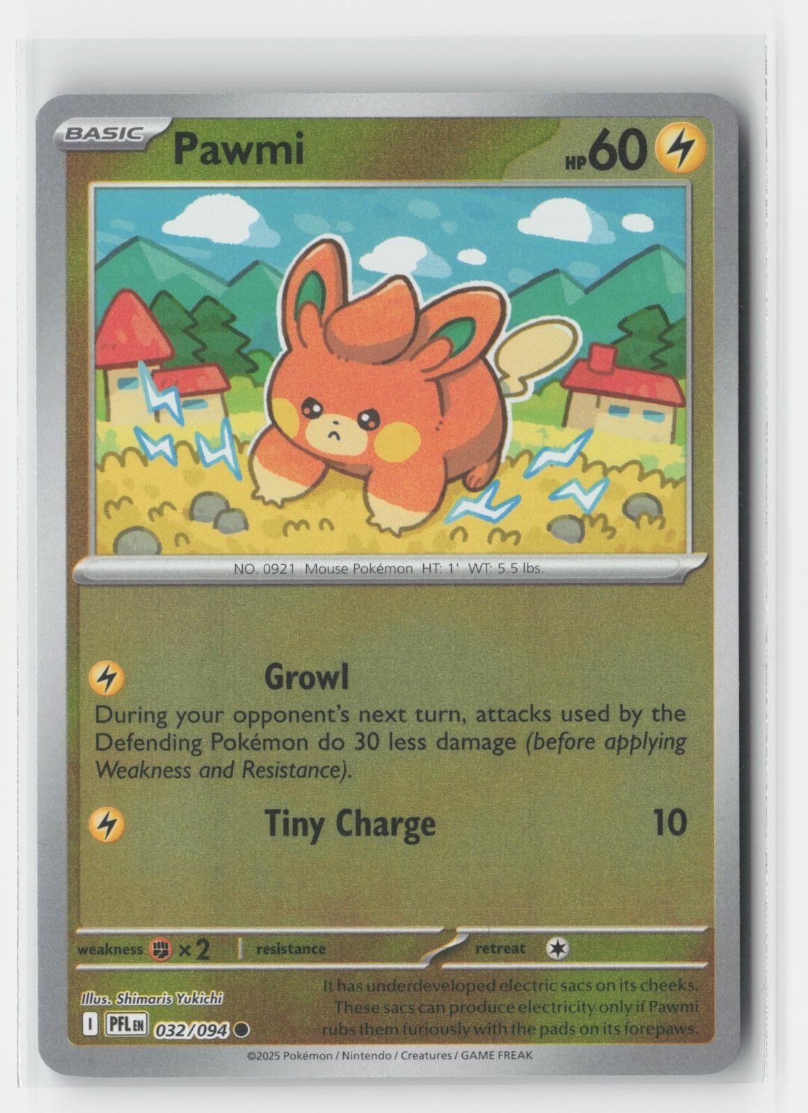 Pawmi Reverse Holo Phantasmal Flames 032/094 C Pokemon NM