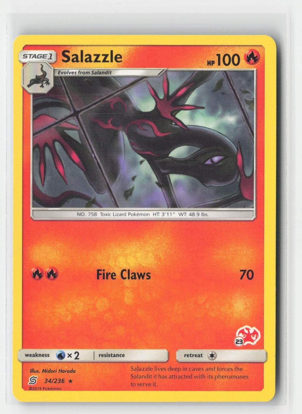 Salazzle - 34/236 (#23 Charizard Stamped) Battle Academy 034/236 P Pokemon LP