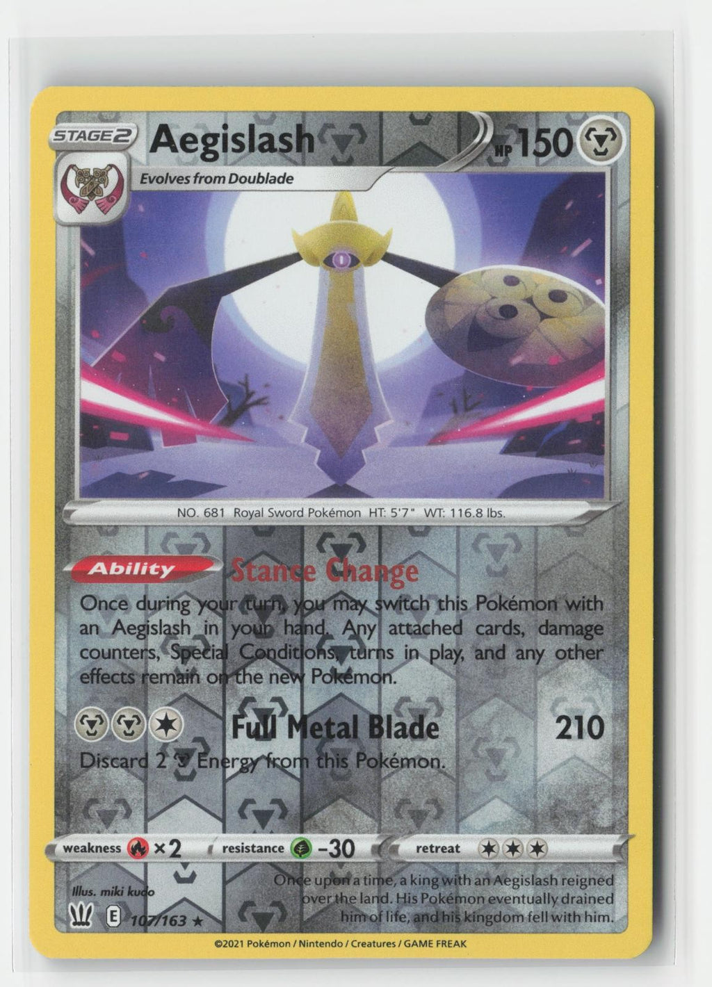Aegislash Reverse Holo Holo Battle Styles 107/163 R Pokemon NM