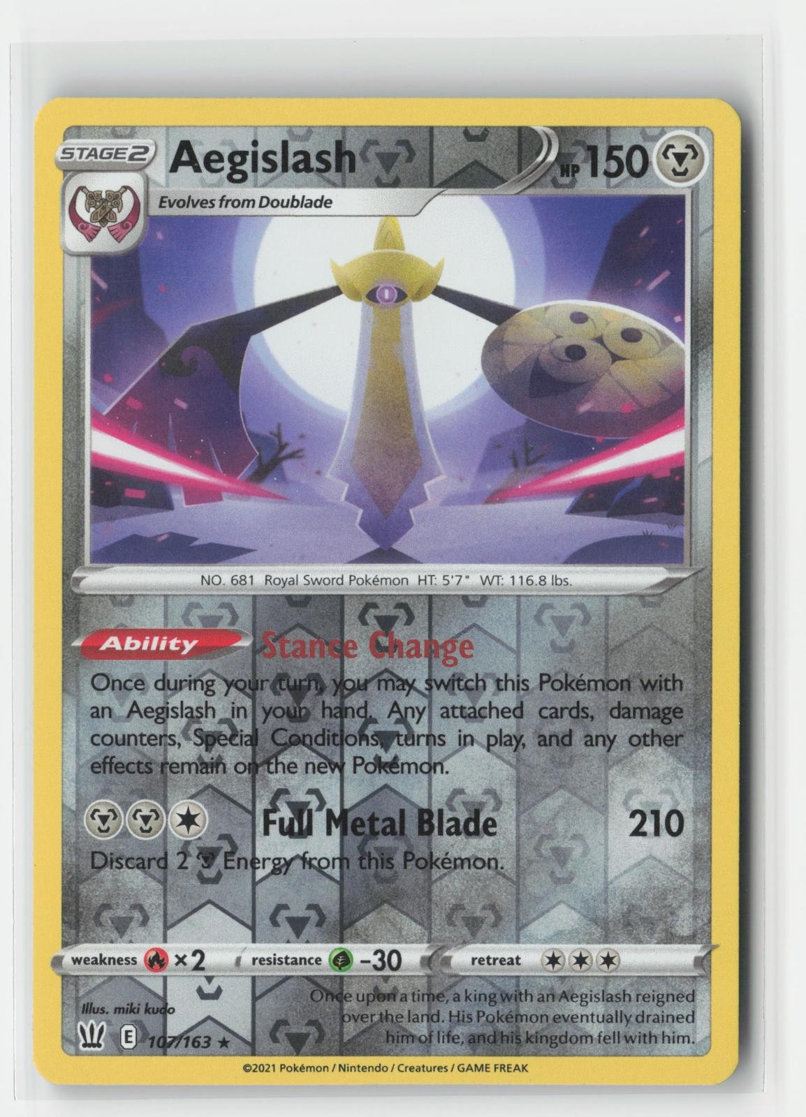 Aegislash Reverse Holo Holo Battle Styles 107/163 R Pokemon NM