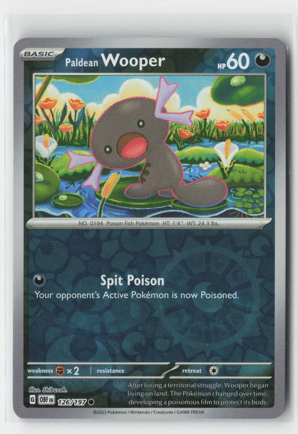 Paldean Wooper Reverse Holo SV03: Obsidian Flames OBF 126/197 Pokemon TCG