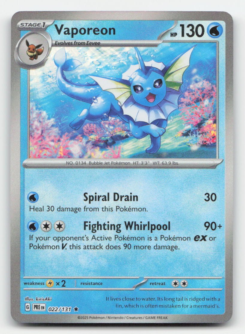 Vaporeon (Poke Ball Pattern) Prismatic Evolutions 022/131 R Pokemon NM
