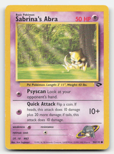 Sabrina's Abra Unlimited Gym Challenge 94/132 C Pokemon DMG