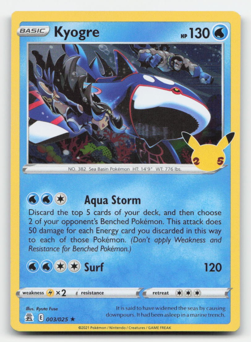 Kyogre Holo Celebrations 003/025 R Pokemon LP