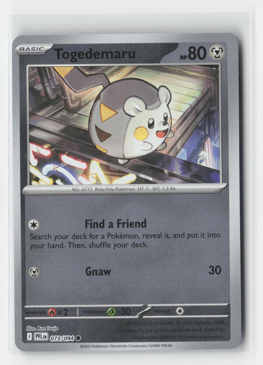 Togedemaru Reverse Holo Phantasmal Flames 073/094 C Pokemon NM