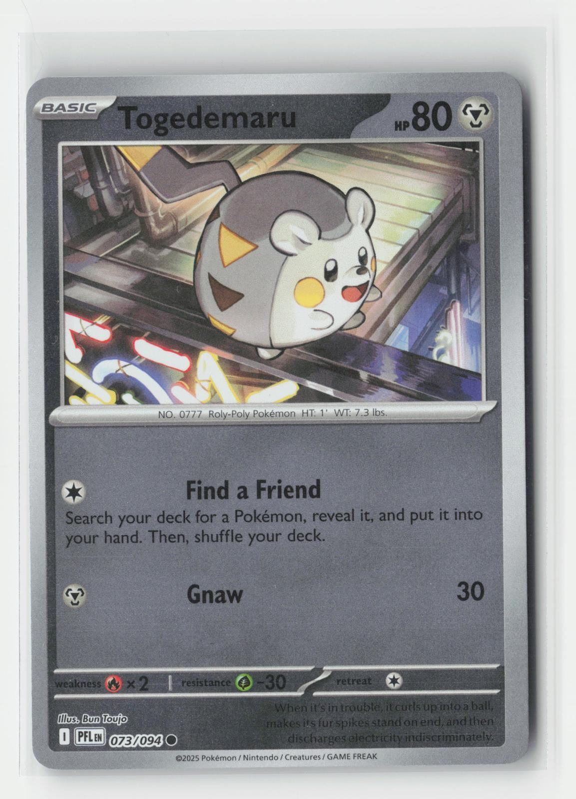 Togedemaru Reverse Holo Phantasmal Flames 073/094 C Pokemon NM