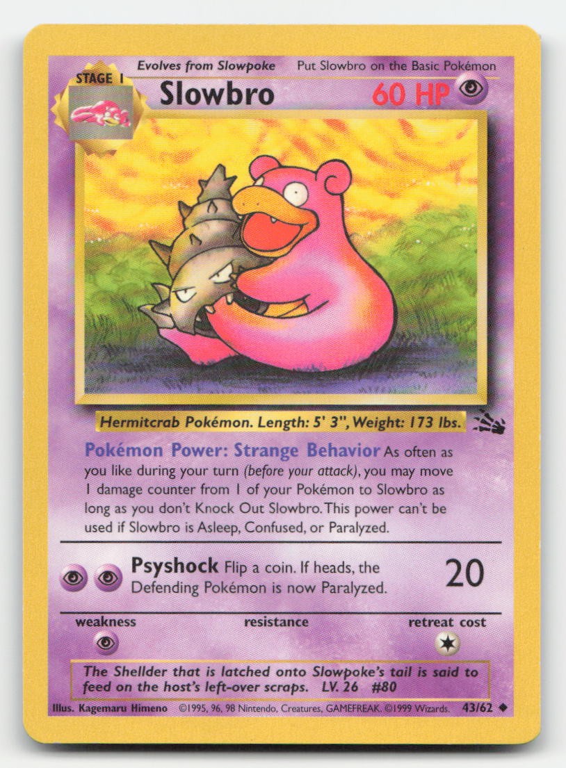 Slowbro Unlimited Fossil 43/62 UC Pokemon MP