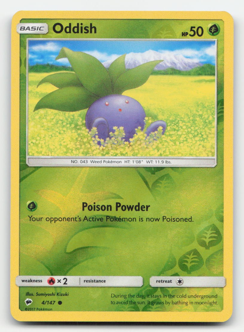 Oddish Reverse Holo Burning Shadows 4/147 C Pokemon NM