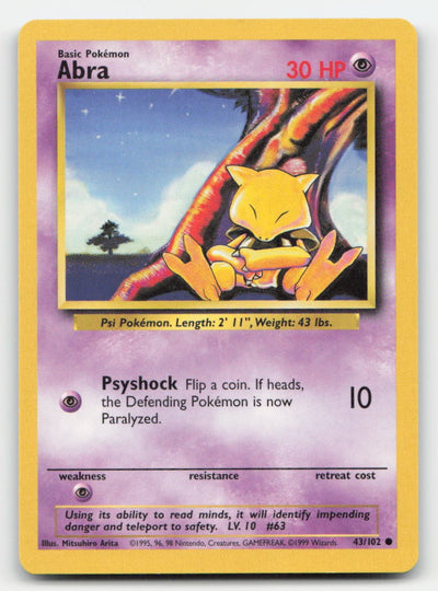 Abra Base Set Unlimited 43/102 C Pokemon MP