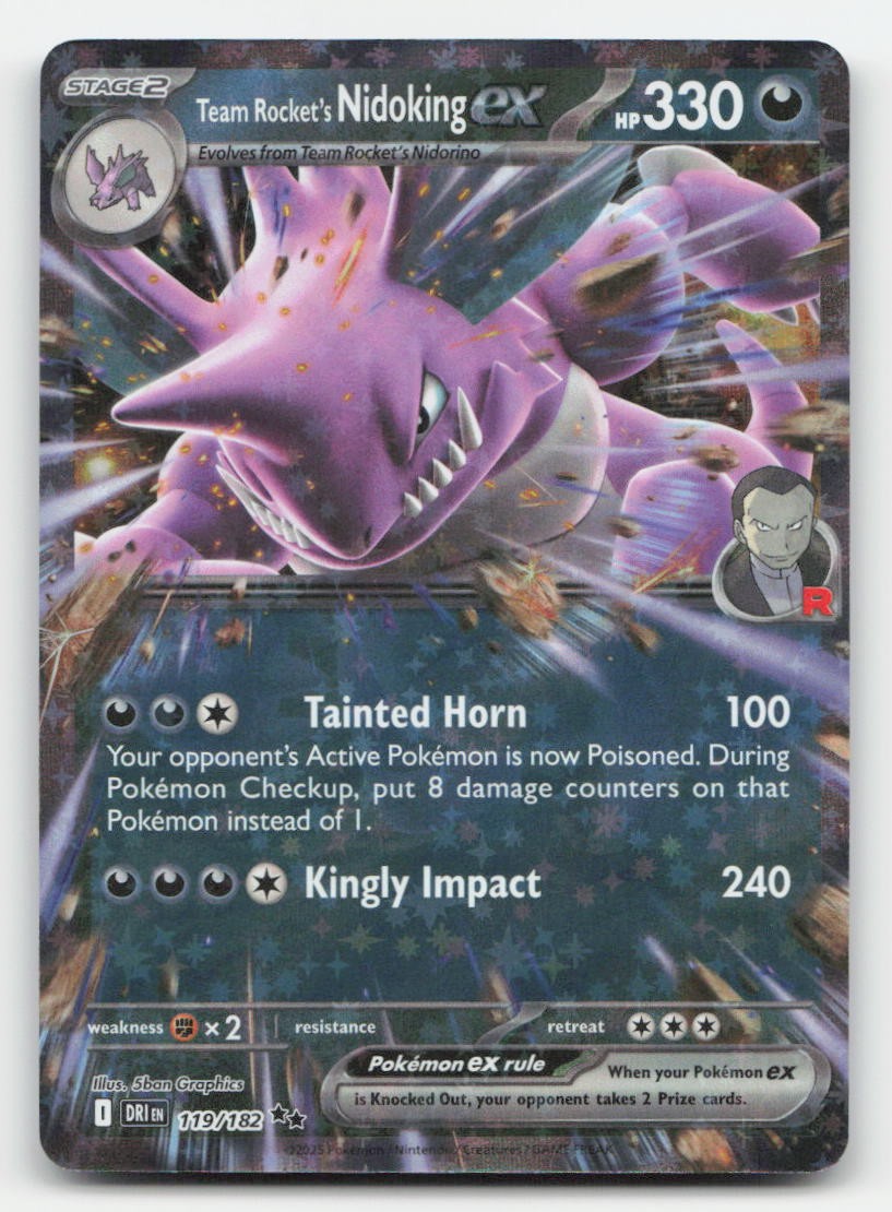 Team Rocket's Nidoking ex Destined Rivals 119/182 Double Rare Pokemon NM