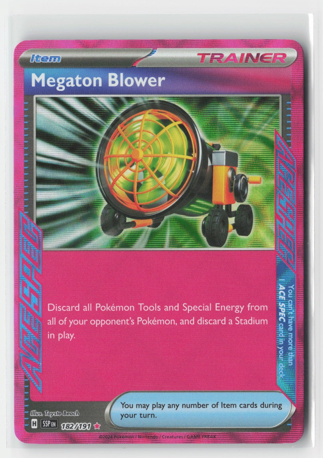 Megaton Blower Holo SV08: Surging Sparks SSP 182/191 Pokemon TCG