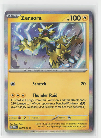 Zeraora Holo Destined Rivals 078/182 R Pokemon NM