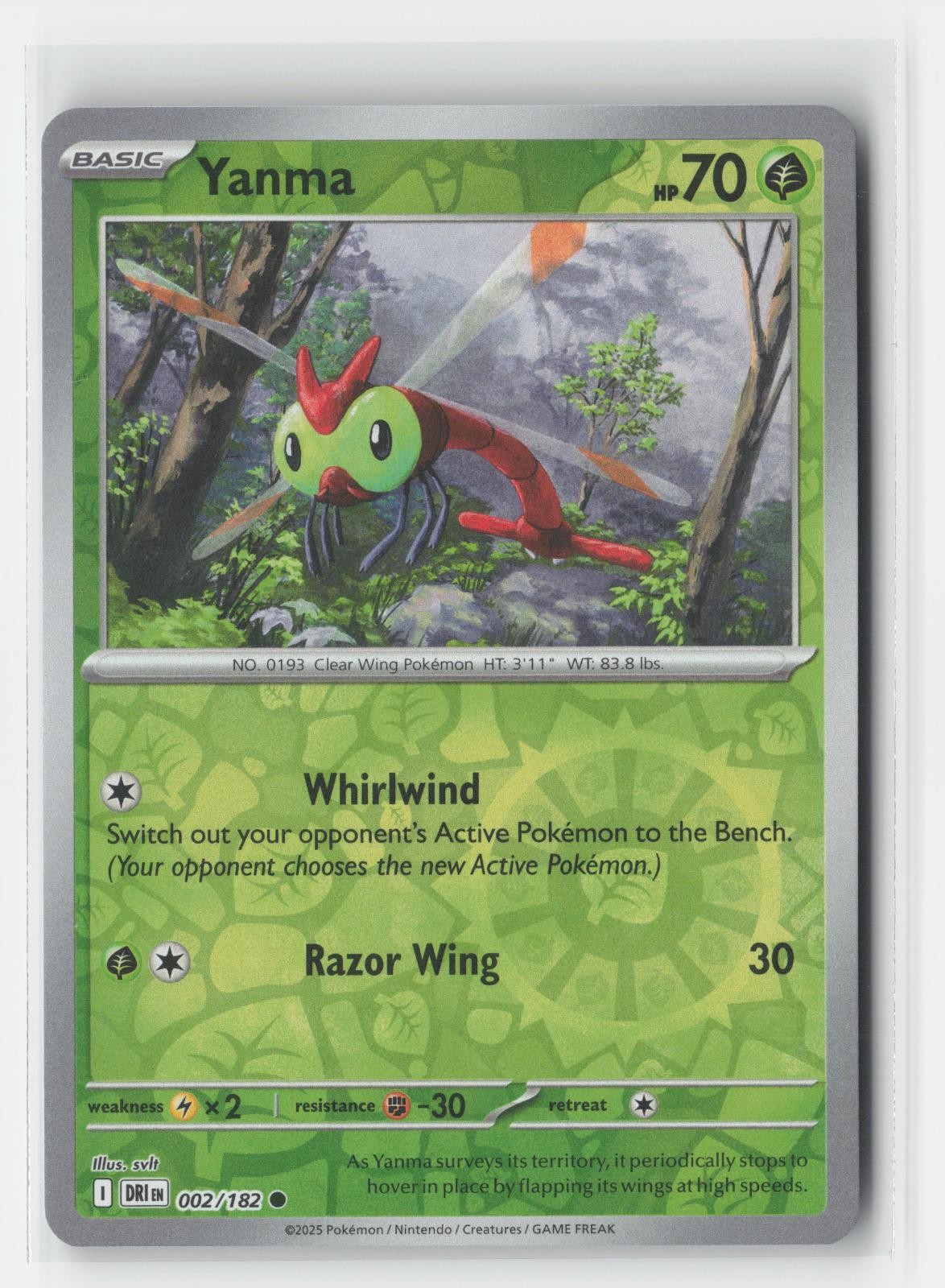 Yanma Reverse Holo Destined Rivals 002/182 C Pokemon NM