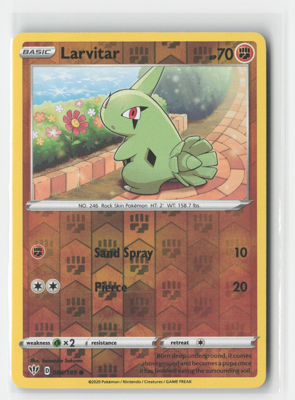 Larvitar Reverse Holo Darkness Ablaze 086/189 C Pokemon NM