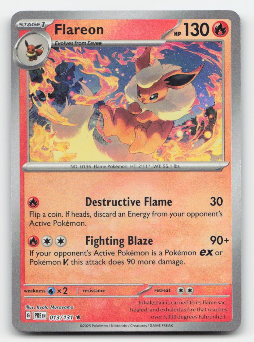 Flareon (Poke Ball Pattern) Holo Prismatic Evolutions 013/131 R Pokemon NM