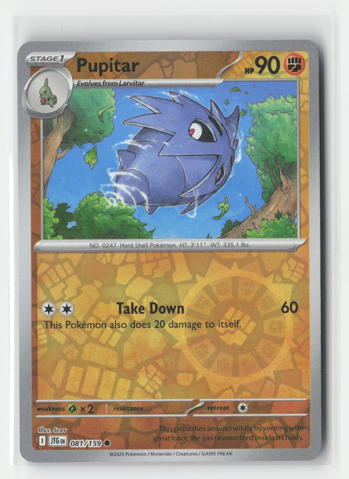 Pupitar Reverse Holo Journey Together 081/159 C Pokemon NM