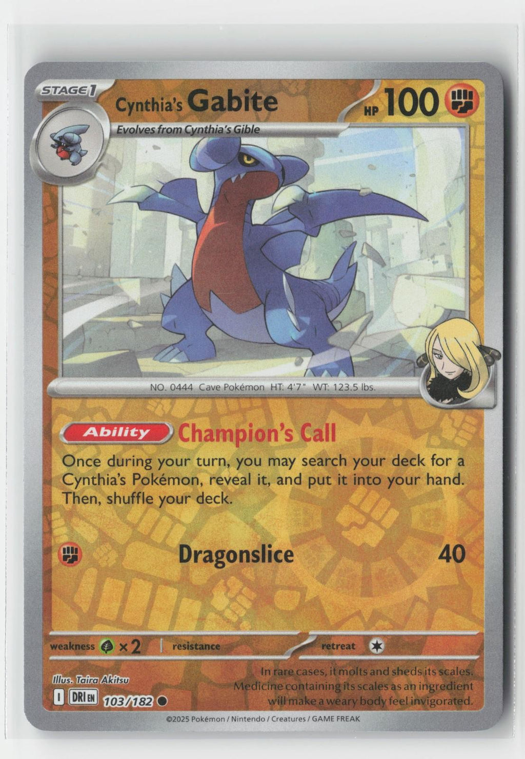 Cynthia's Gabite Reverse Holo Destined Rivals 103/182 C Pokemon NM