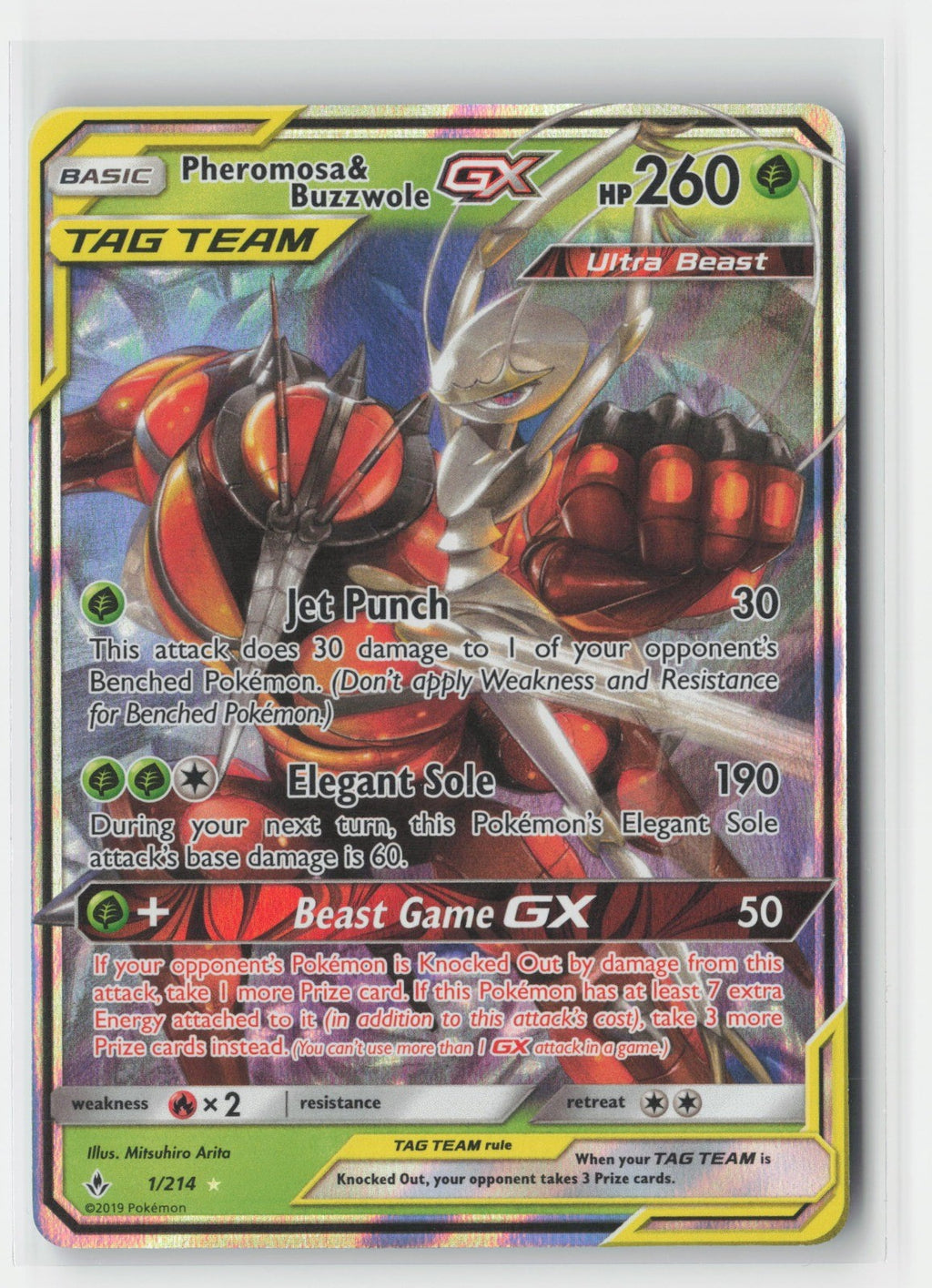 Pheromosa & Buzzwole GX Holo SM - Unbroken Bonds SM10 1/214 Pokemon TCG