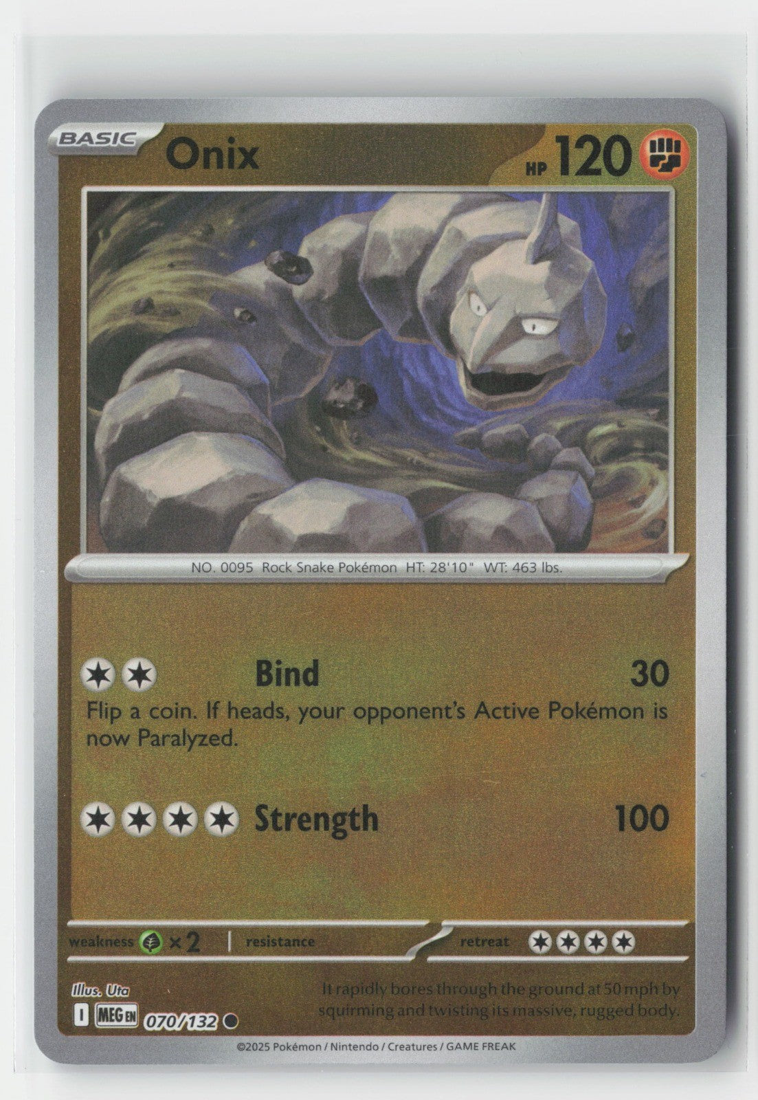 Onix Reverse Holo ME01: Mega Evolution MEG 070/132 Pokemon TCG