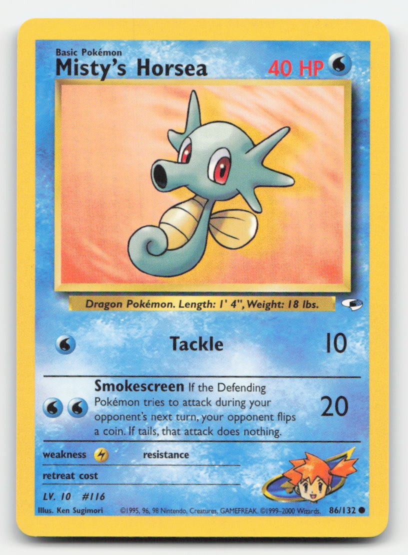 Misty's Horsea Unlimited Gym Heroes 86/132 C Pokemon MP