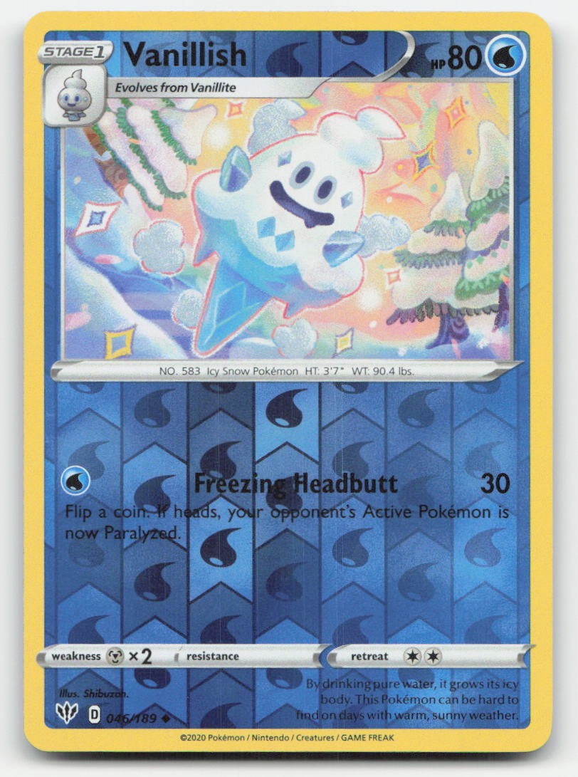 Vanillish Reverse Holo Darkness Ablaze 046/189 UC Pokemon NM
