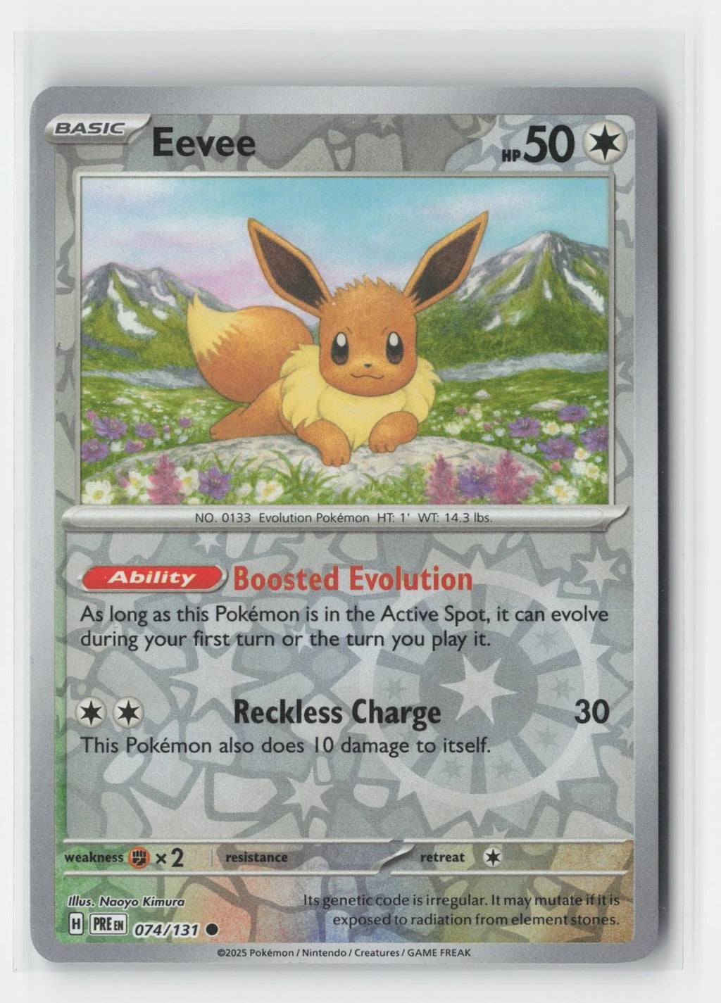 Eevee Reverse Holo Prismatic Evolutions 074/131 C Pokemon NM